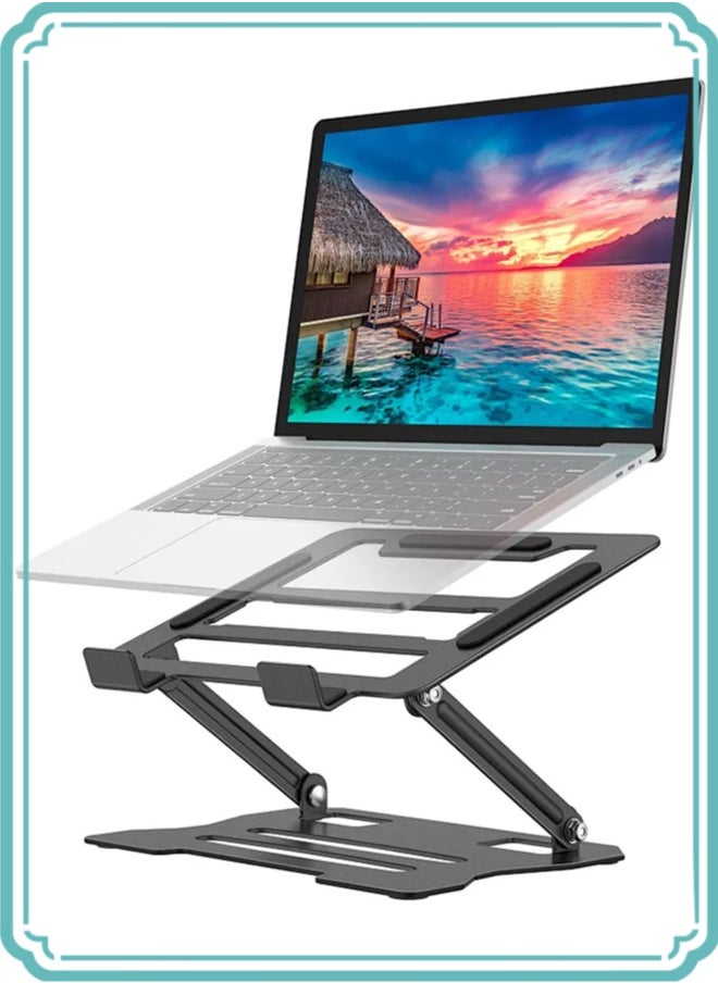 APEX Laptop Tablet Stand, Universal Adjustable Carbon Steel Laptop Computer Stand, Ergonomic Foldable Portable Desktop Tray Cooling Holder Compatible with 10''-15.6'' Devices  - Image 1