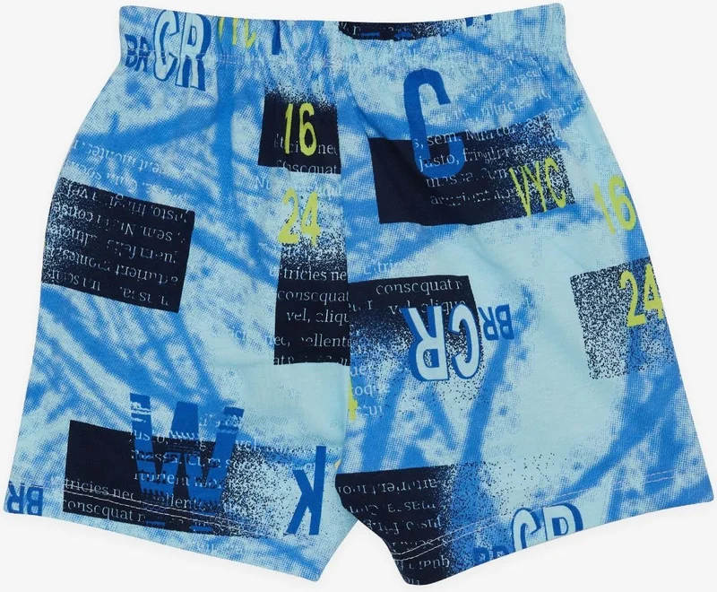 Breeze Girls & Boys Baby Boy Shorts with Lace Accessory, Text Print, 9 Months - 3 Years, Blue