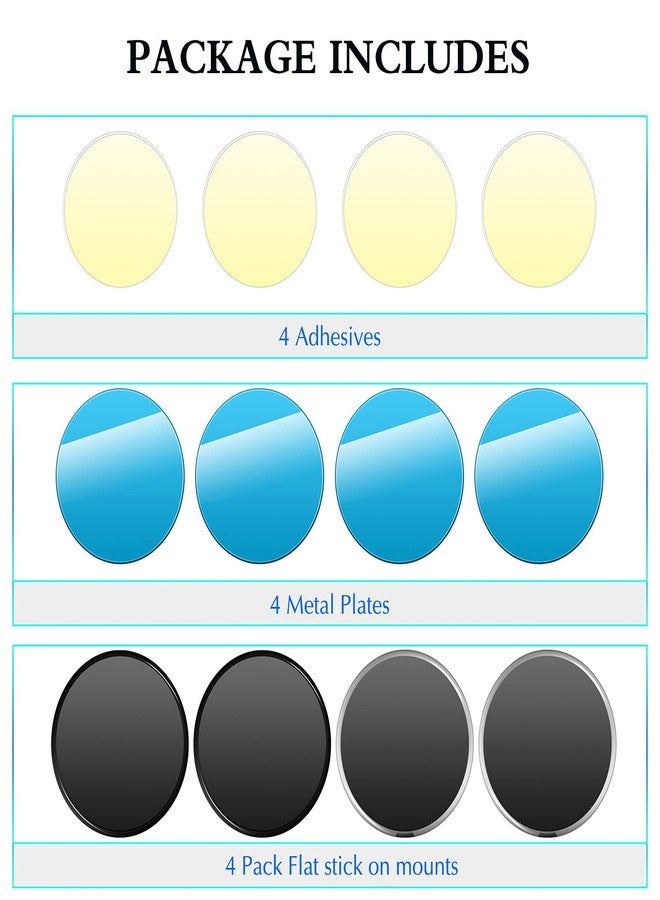 TOODOO 4 Pieces Magnetic Phone Car Mount Universal Car Phone Holder Mount Adhesive Magnet Cell Phone Mount for Dashboard and Most Smartphones, Black and Silver - Image 4