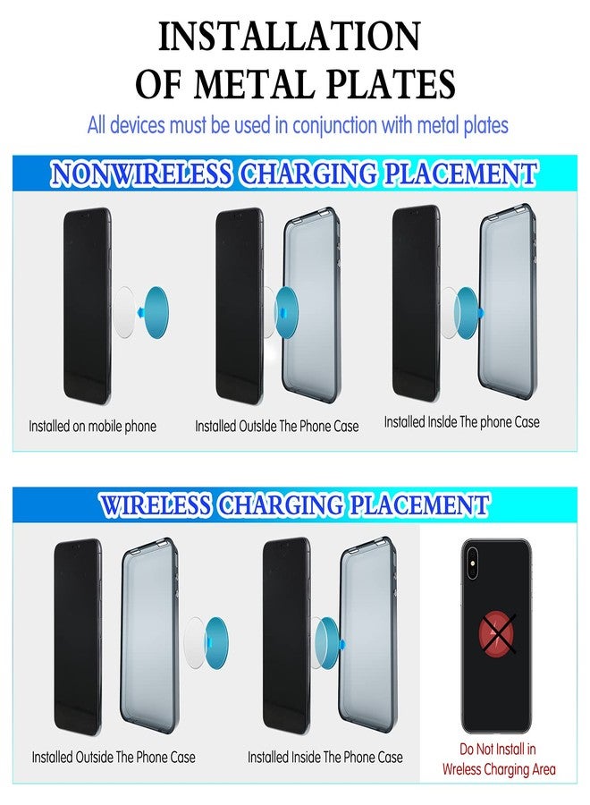 TOODOO 4 Pieces Magnetic Phone Car Mount Universal Car Phone Holder Mount Adhesive Magnet Cell Phone Mount for Dashboard and Most Smartphones, Black and Silver - Image 5