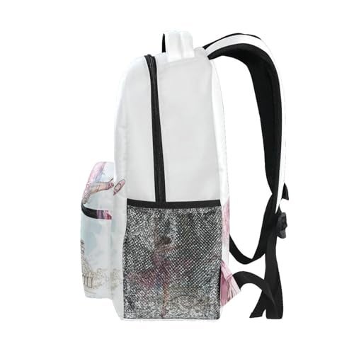 Kcldeci Ballerina Eiffel Tower School Backpack , Ballet Dancer Bookbag Schoolbag Daypacks Shoulder Bag Laptop Bag for Teens Kids Boys Girls - Image 4
