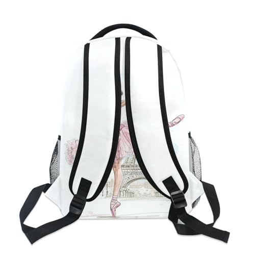 Kcldeci Ballerina Eiffel Tower School Backpack , Ballet Dancer Bookbag Schoolbag Daypacks Shoulder Bag Laptop Bag for Teens Kids Boys Girls - Image 5