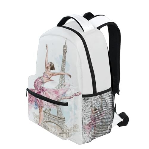 Kcldeci Ballerina Eiffel Tower School Backpack , Ballet Dancer Bookbag Schoolbag Daypacks Shoulder Bag Laptop Bag for Teens Kids Boys Girls - Image 3