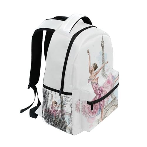 Kcldeci Ballerina Eiffel Tower School Backpack , Ballet Dancer Bookbag Schoolbag Daypacks Shoulder Bag Laptop Bag for Teens Kids Boys Girls - Image 2