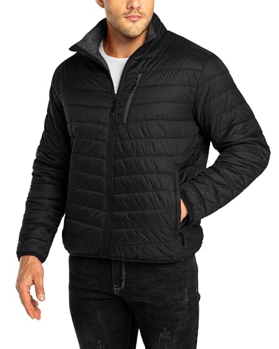 33,000ft Men's Lightweight Packable Insulated Puffer Winter Jacket, Water-Resistant Warm Quilted Down Alternative Puffy Coat - Image 1