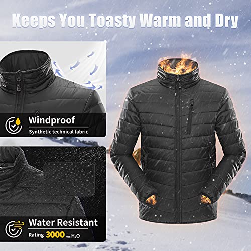 33,000ft Men's Lightweight Packable Insulated Puffer Winter Jacket, Water-Resistant Warm Quilted Down Alternative Puffy Coat - Image 3