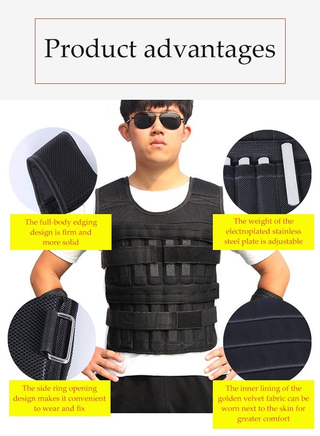 Breathable Weighted Vest, Breathable Mesh Training Jacket, Strength Training Fitness Vest, Empty Leather Weight-bearing Vest (Can hold 15kg) for Exercise Sturdy and Breathable One Size Fits Women and Men - Image 2