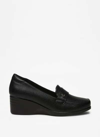 Le Confort Women's Textured Slip-On Loafers with Wedge Heels