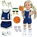 DOTVOSY 18 Inch Doll Clothes and Accessories Basketball Clothes Sports Set Designed for 18 Inch Girl Doll Include Doll Clothes Hair Bands Bracers Shoes Socks and Basketball - Image 4
