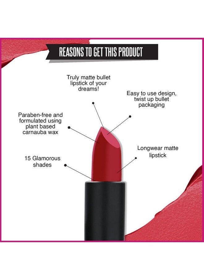 Street Wear - Matte Lipstick Pink Pop (Pink) 4.2 Gms Longwear Velvety Texture Faderesistant High Color Payoff Lightweight Matte Lipstick Plantbased Canuuba Wax Parabenfree - Image 1