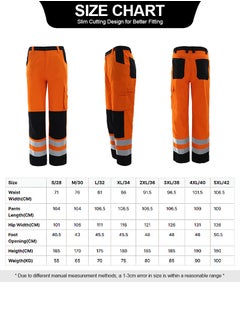 Zuolaya High Visibility Bright Orange Safety Work Pant with Multiple Pockets Construction Work Reflective Pants Orange/Black  - Image 4
