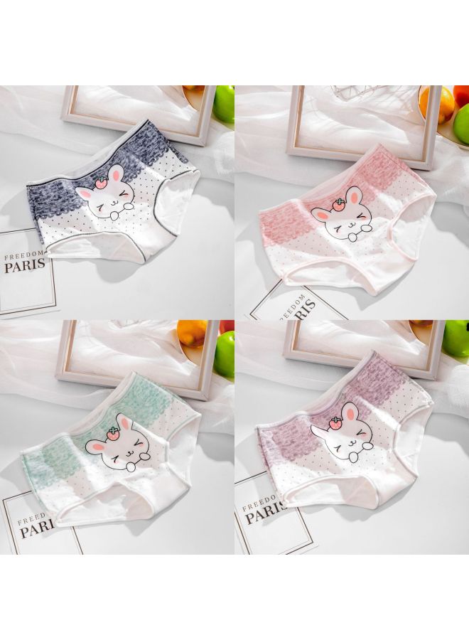 New Cute Cartoon Antibacterial Printed Student Pure Cotton Breathable Style Mid-waist Girls' Briefs With A Girly Style