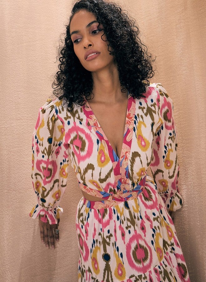 ساسافراس فستان ماكسي بطبعة الإيكات للنساء - Image 2