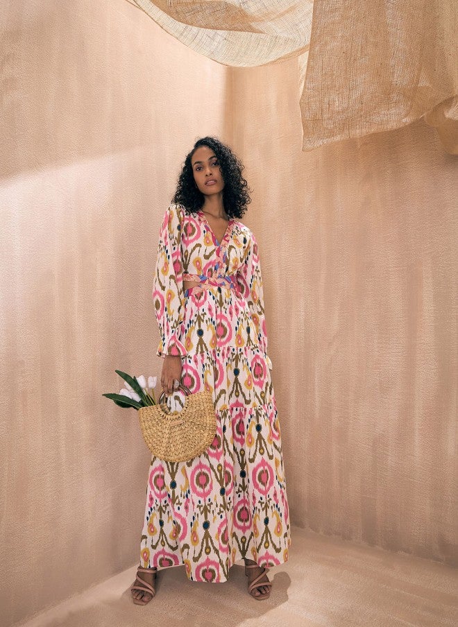 ساسافراس فستان ماكسي بطبعة الإيكات للنساء - Image 5