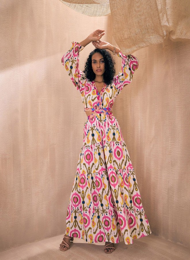 ساسافراس فستان ماكسي بطبعة الإيكات للنساء - Image 1