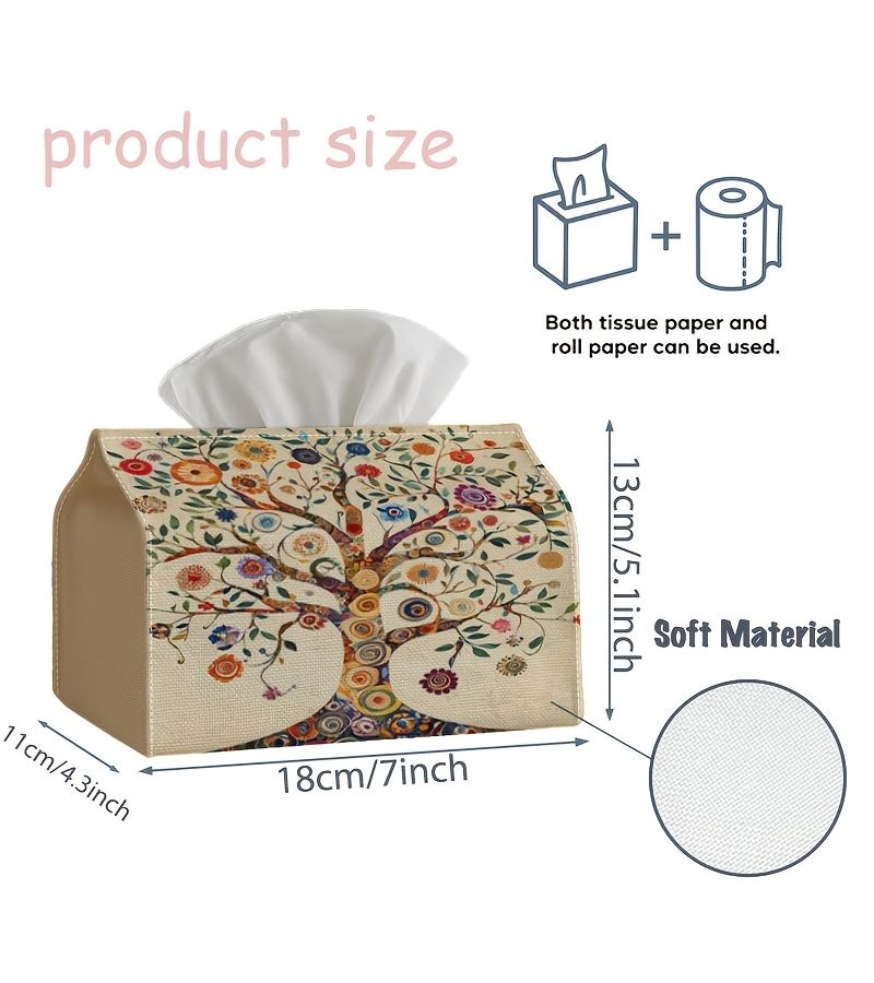 Folk Decorative Tissue Box Organizer 7x4 3x5 1 Inches Tree Of Life Design - Image 4
