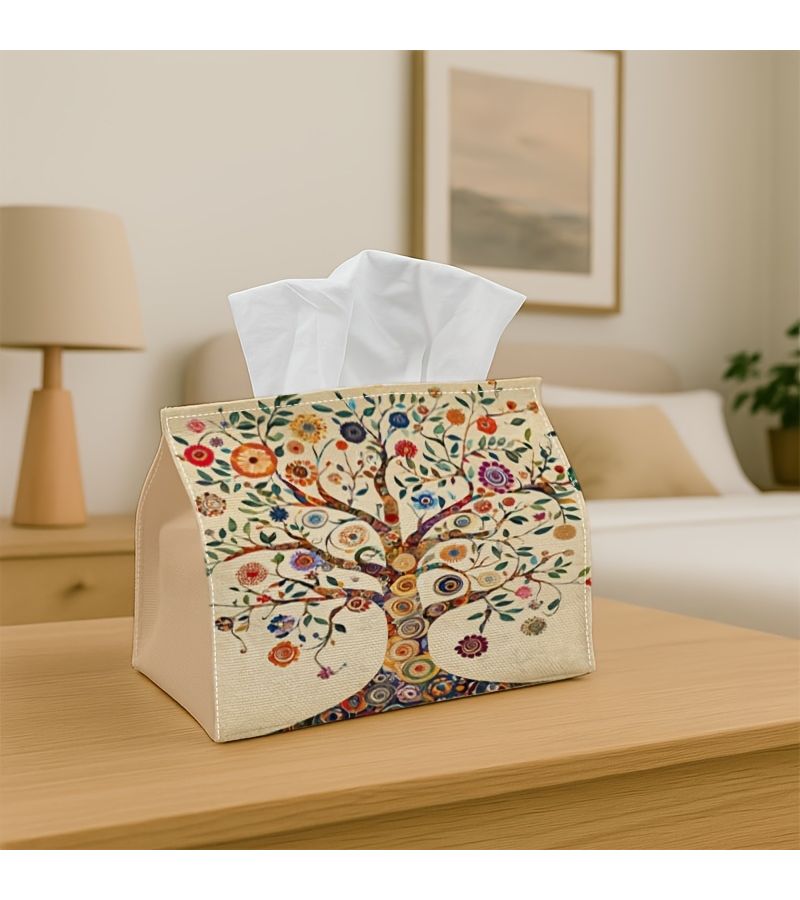 Folk Decorative Tissue Box Organizer 7x4 3x5 1 Inches Tree Of Life Design - Image 5