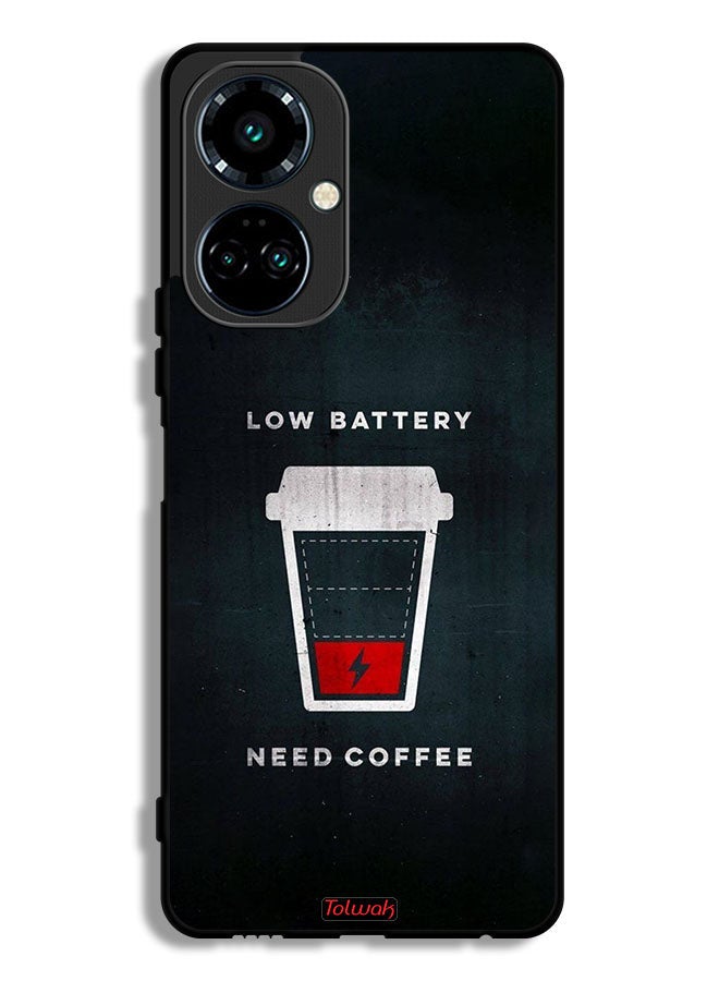Tolwak Tecno Camon 19 Protective Case Cover Low Battery Need Coffee - Image 1