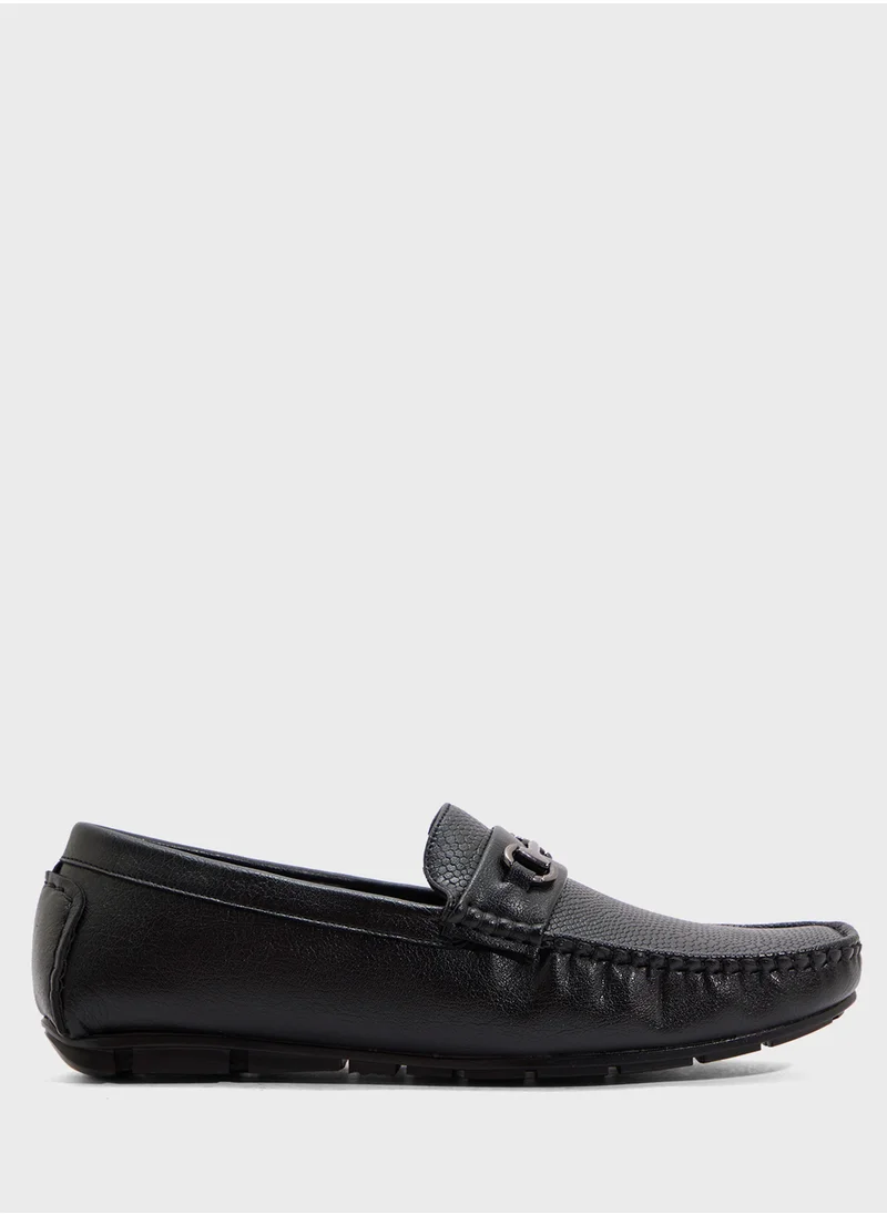 Robert Wood Trim Detail Textuted Loafers