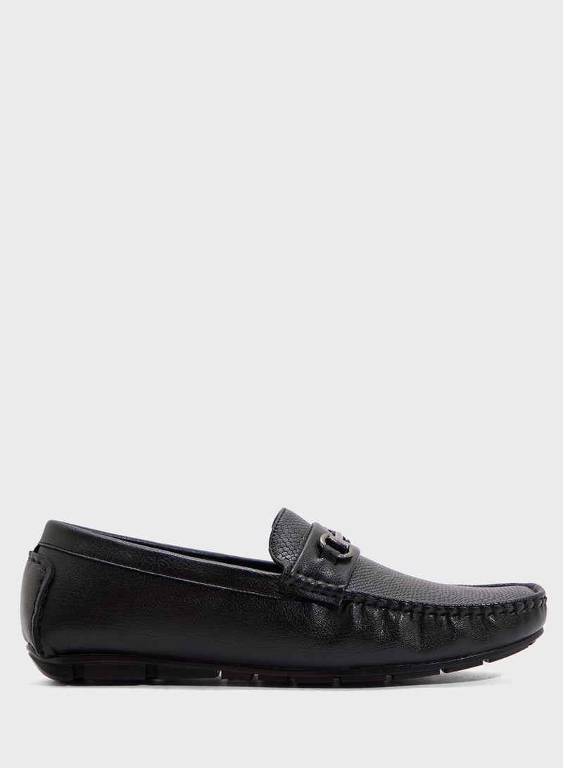 Robert Wood Trim Detail Textuted Loafers  - Image 1