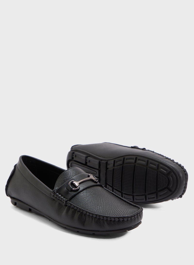 Robert Wood Trim Detail Textuted Loafers  - Image 3