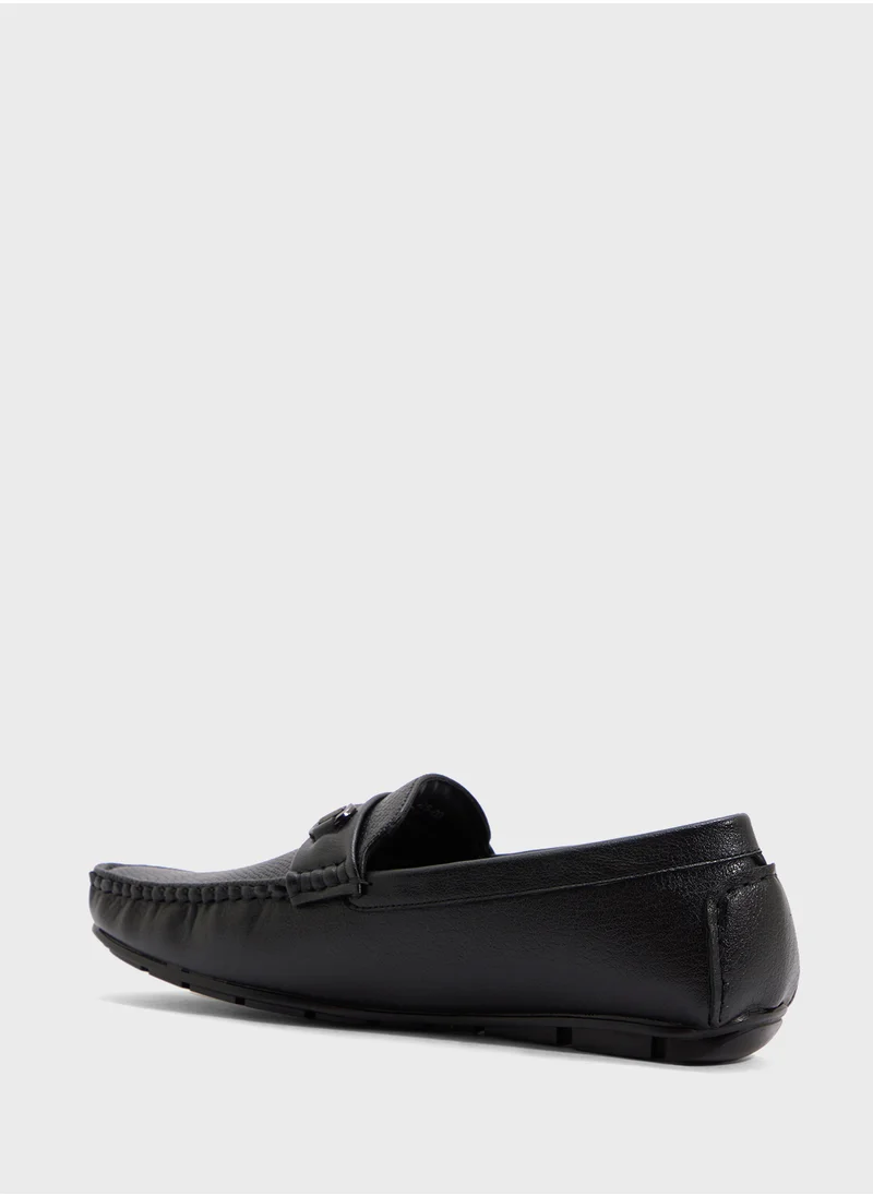 Robert Wood Trim Detail Textuted Loafers