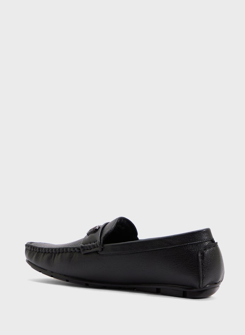 Robert Wood Trim Detail Textuted Loafers  - Image 2
