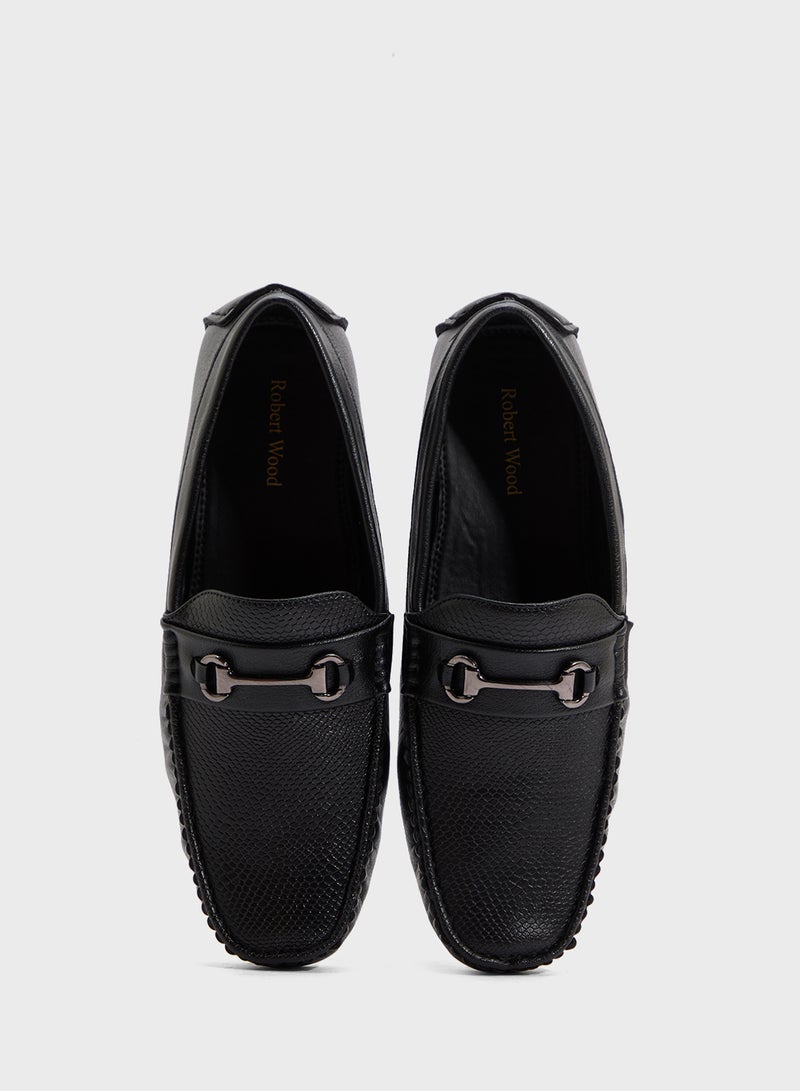 Robert Wood Trim Detail Textuted Loafers  - Image 4