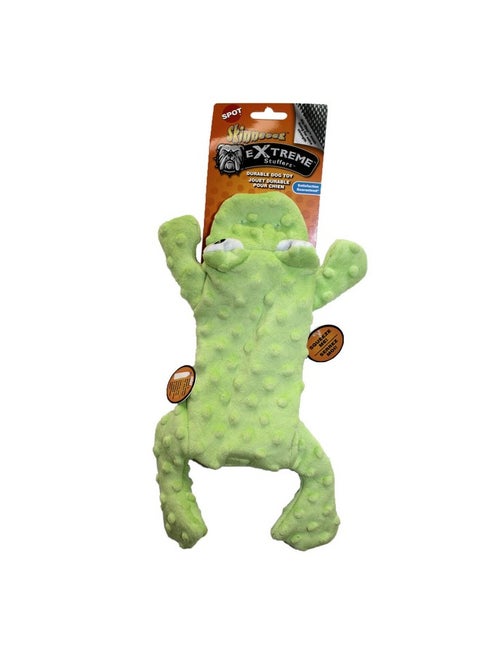 SPOT Skinneeez Extreme Stuffers Frog - Stuffing Free Dog Toy With Squeaker & Rip Stop Mesh Lining for Durability - Insert Plastic Bottle for Extra Crunch, For Small to Medium Puppies & Dogs - 14in