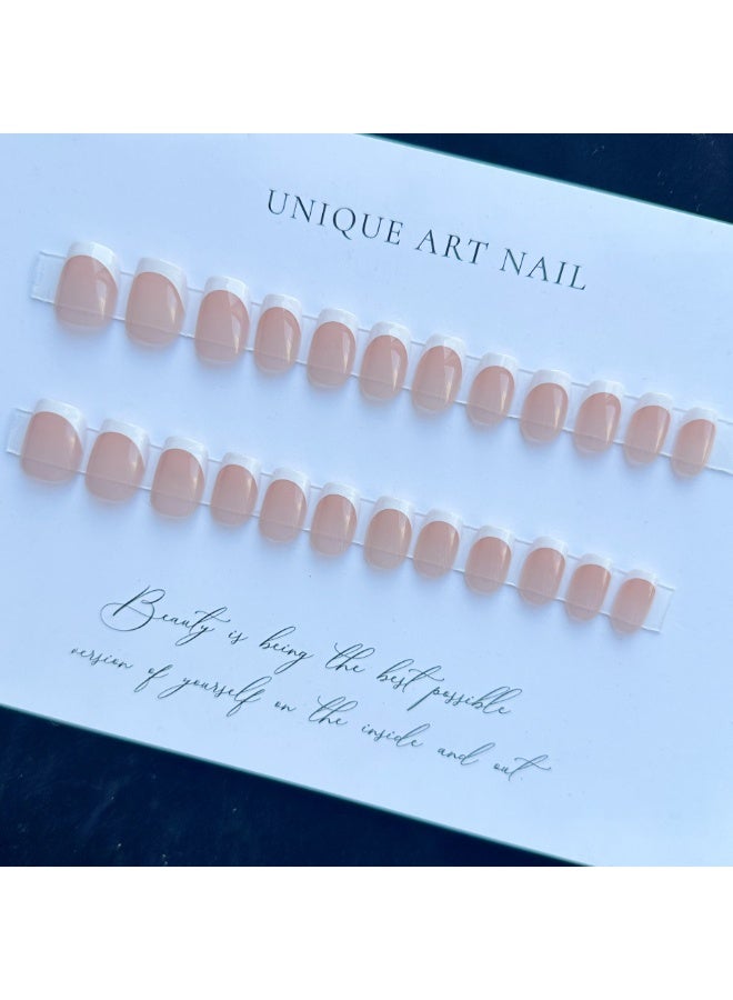 kaixin 24-Piece Nude Color Gradient Wearable Nails, Short Style, Versatile, Removable, No Damage to Nails, Finished Nails Suitable for Girls - Image 4