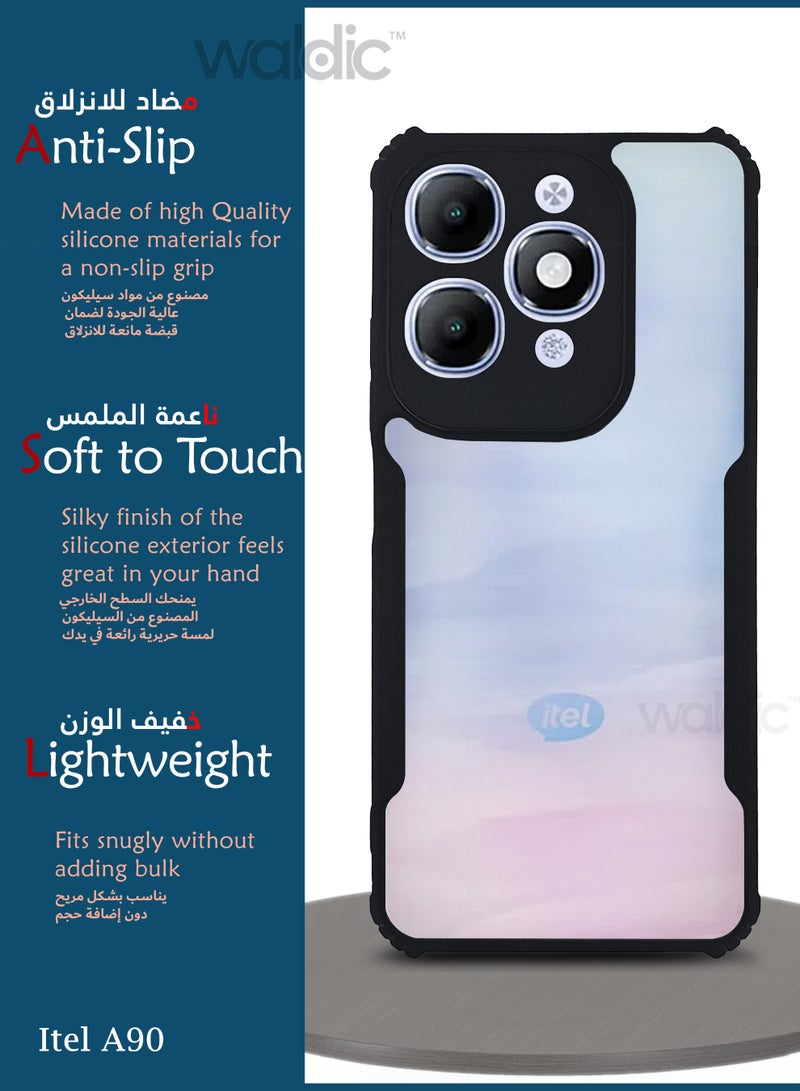 Itel A90 Premium Case | Premium Silicone Case Cover Designed for Itel A90 | Itel A90 Case Camera and Drop Protection Thin Protective Back Cover Case for Itel A90 - Clear/Black - view 2