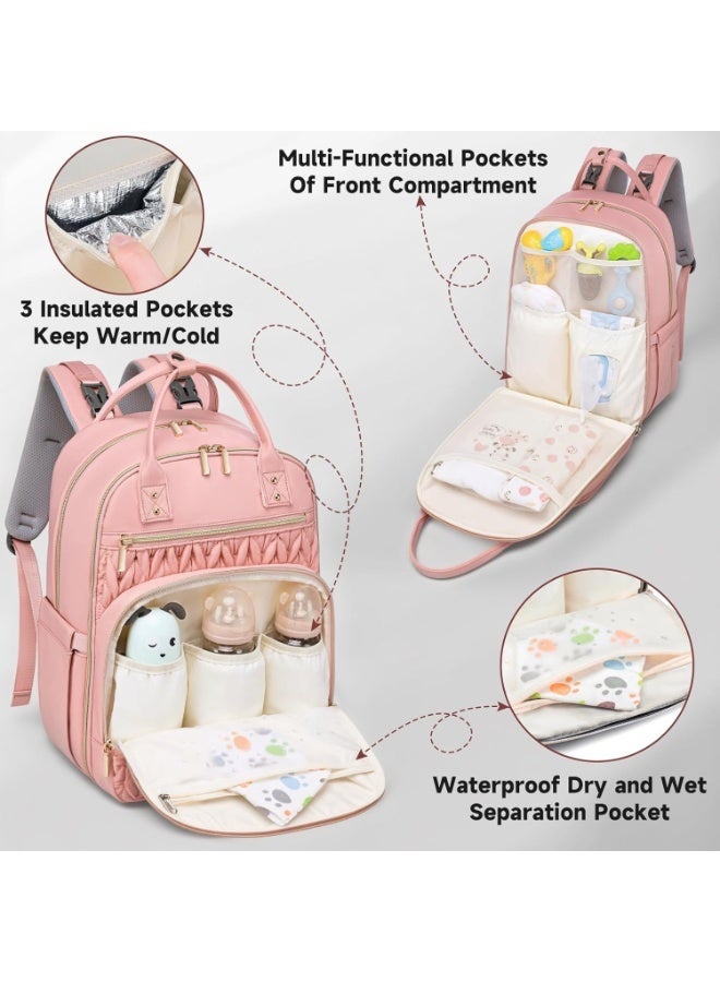 Mommy maternal and child bag diaper bag large-capacity fashion baby waterproof travel backpack diaper changing pad - Image 3