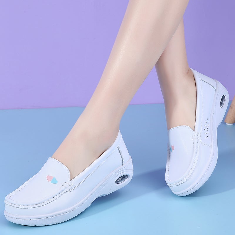 Nurses' Shoes Women'S Summer Genuine Leather Air Cushion Soft Sole White Medical Shoes Thick Sole Increased Breathable Not Tired Feet - Image 3