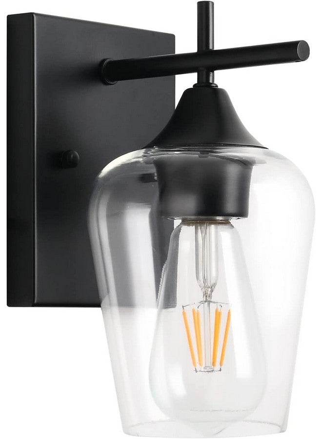 SINOMAN مصباح حائط معدني أسود من سينومان مع غطاء زجاجي بيضاوي شفاف - إضاءة منزلية حديثة - مصباح حائط زخرفي داخلي لغرفة المعيشة، غرفة النوم، الممر، المتاجر، المراكز التجارية (مع لمبة) - Image 1