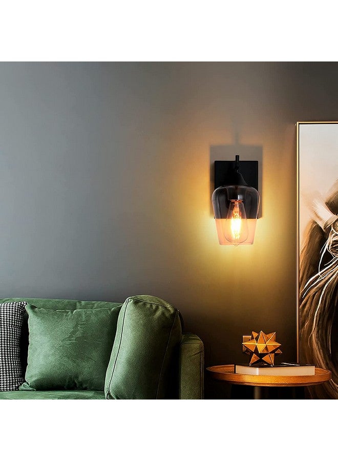 SINOMAN مصباح حائط معدني أسود من سينومان مع غطاء زجاجي بيضاوي شفاف - إضاءة منزلية حديثة - مصباح حائط زخرفي داخلي لغرفة المعيشة، غرفة النوم، الممر، المتاجر، المراكز التجارية (مع لمبة) - Image 3