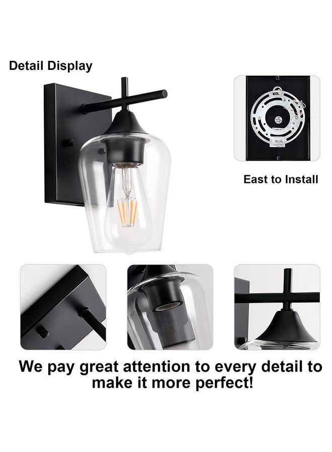 SINOMAN مصباح حائط معدني أسود من سينومان مع غطاء زجاجي بيضاوي شفاف - إضاءة منزلية حديثة - مصباح حائط زخرفي داخلي لغرفة المعيشة، غرفة النوم، الممر، المتاجر، المراكز التجارية (مع لمبة) - Image 5