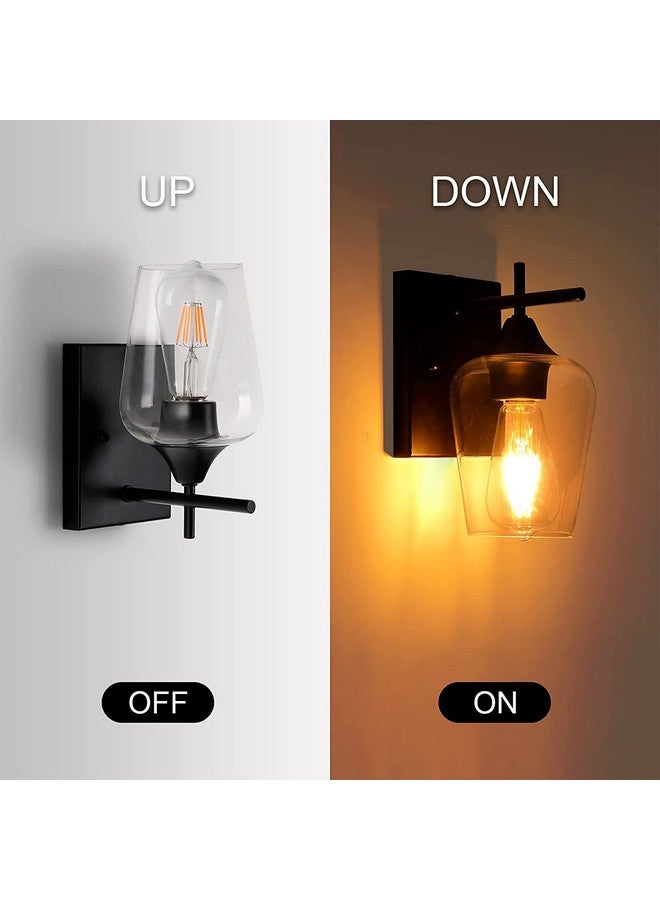 SINOMAN مصباح حائط معدني أسود من سينومان مع غطاء زجاجي بيضاوي شفاف - إضاءة منزلية حديثة - مصباح حائط زخرفي داخلي لغرفة المعيشة، غرفة النوم، الممر، المتاجر، المراكز التجارية (مع لمبة) - Image 2