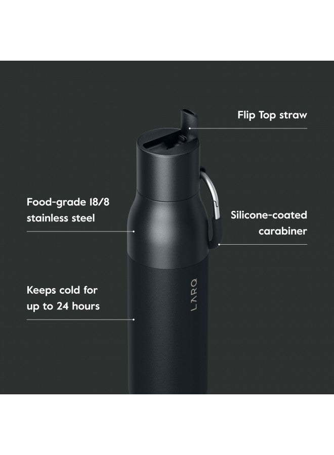 LARQ زجاجة LARQ بغطاء قابل للفليب سعة 25 أونصة - زجاجة ماء معزولة من الفولاذ المقاوم للصدأ مع قشة | ترموس، خالية من BPA | زجاجة ماء قابلة لإعادة الاستخدام للرياضة، وصالة الألعاب الرياضية، والسفر | تحافظ على المشروبات باردة لمدة 24 ساعة، أسود أوبسيديان - Image 3