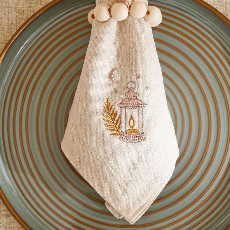 Pan Home طقم مناديل قطنية ولين طبيعية لتناول الطعام - Image 2