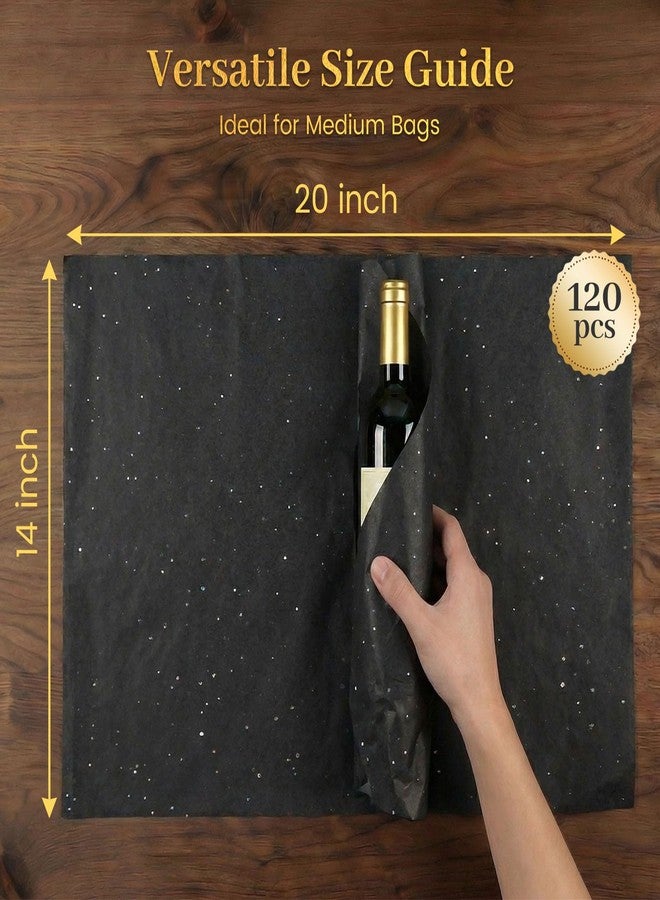 Koogel 120 Sheets Glitter Tissue Paper, 20" x 14" Black Tissue Paper Bulk with Sparkle for Wedding Birthday Gift Wrapping DIY Project - Image 4
