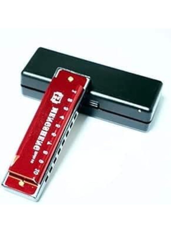 10-Hole Diatonic Harmonica in Key C - Red - Image 1
