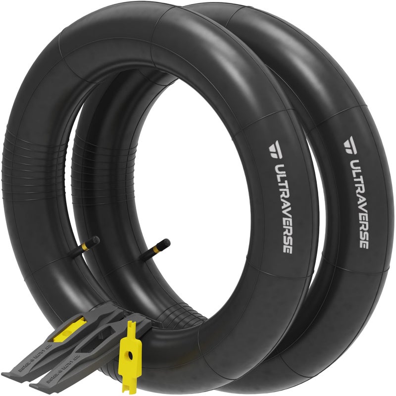 Ultraverse 26 x 4.0 Inner Tube Set with Schrader Valve - Ideal for Mountain Bikes & E-Bikes with 26-Inch Fat Tires - Durable & Reliable Performance- 2 Pack with tyre levers - Image 1