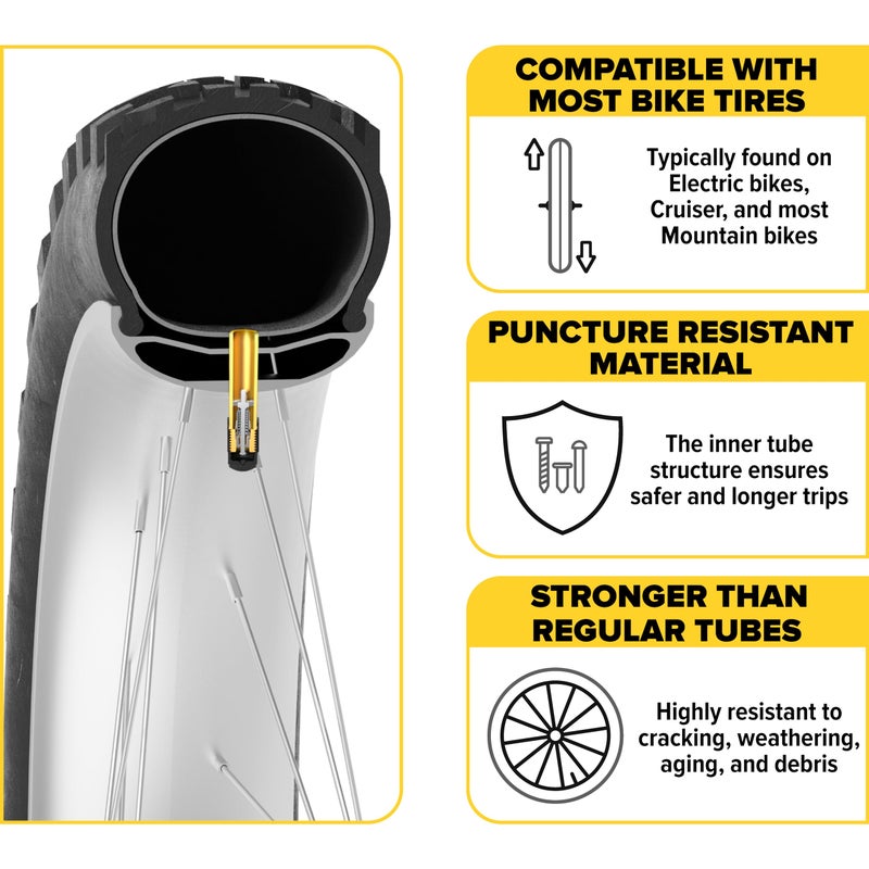 Ultraverse 26 x 4.0 Inner Tube Set with Schrader Valve - Ideal for Mountain Bikes & E-Bikes with 26-Inch Fat Tires - Durable & Reliable Performance- 2 Pack with tyre levers - Image 4