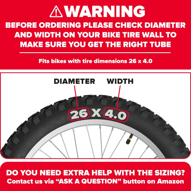 Ultraverse 26 x 4.0 Inner Tube Set with Schrader Valve - Ideal for Mountain Bikes & E-Bikes with 26-Inch Fat Tires - Durable & Reliable Performance- 2 Pack with tyre levers - Image 2