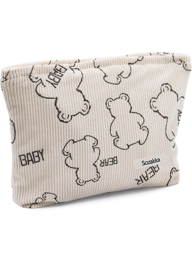 SOZAKKA Women's Lovely Bear Travel Cosmetic Bag - Small Zipper Cosmetic Bag For Skin Care - Makeup - Convenient Handbag Storage Pouch  - Image 1