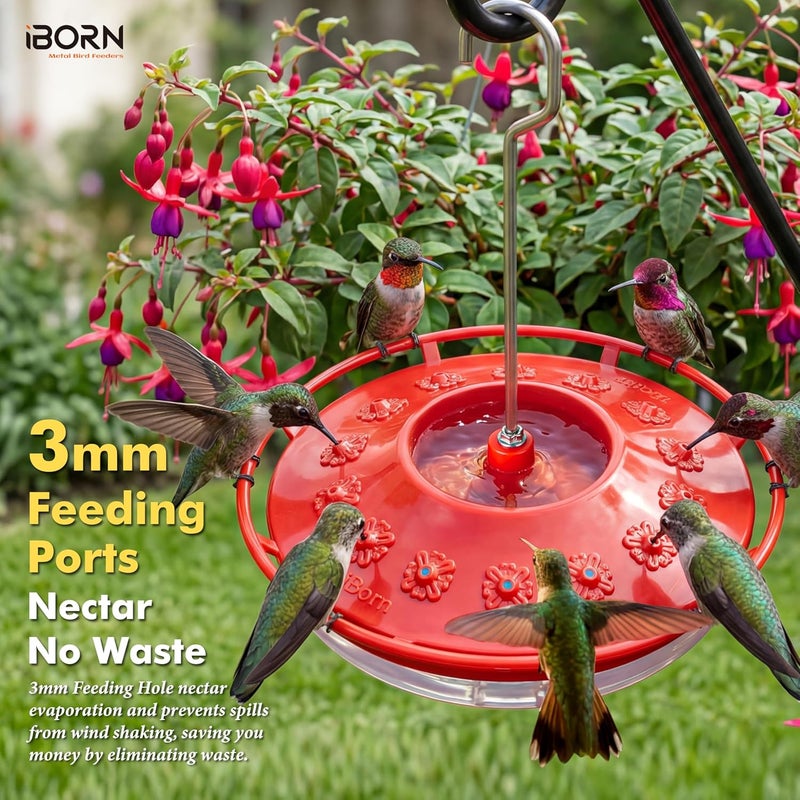 أعشاش طعام للطيور النحلية من iBorn للاستخدام في الهواء الطلق، مقاومة للنحل، تحتوي على 14 فتحة لتغذية الطيور، وزن الأعشاش 13 أونصة، مزودة بحاجز ضد النمل، خالية من الت��رب، سهلة التنظيف وإعادة التعبئة، عبوة تحتوي على 2 قطعة، لون أحمر. - Image 3