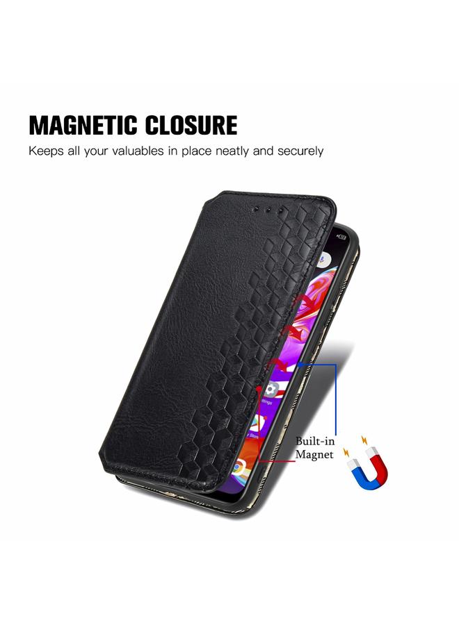 S-TOP Case For Infinix Hot 10T Cubic Grid Pressed Horizontal Flip Magnetic PU Leather Case with Holder & Card Slots & Wallet - Image 5
