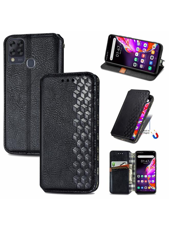 S-TOP Case For Infinix Hot 10T Cubic Grid Pressed Horizontal Flip Magnetic PU Leather Case with Holder & Card Slots & Wallet - Image 1