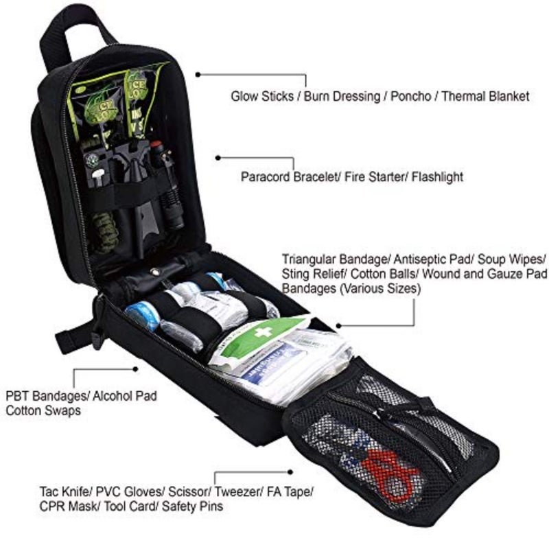250 Pieces Survival First Aid Kit IFAK EMT Molle Pouch Survival Kit Outdoor Gear Emergency Kits Trauma Bag for Camping Boat Hunting Hiking Home Car Earthquake and Adventures - Image 2