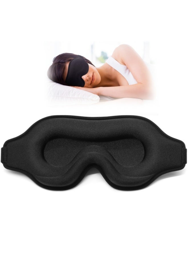 Upgraded 3D Contoured Cup Sleep Mask For Side Sleeper Men Women Block Out Light Eye mask with Adjustable Strap Breathable Soft For Sleeping Yoga Traveling Black - Image 1